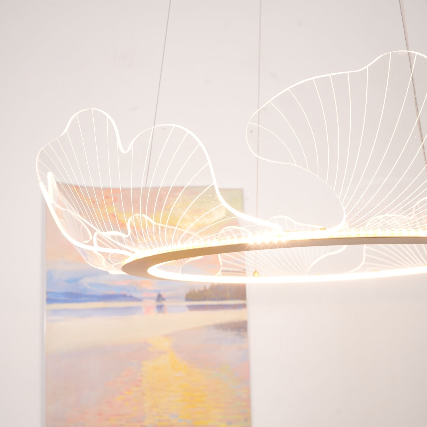 Lustra Suspension en Acrylique Givré Anneau Floral - Neutralighting