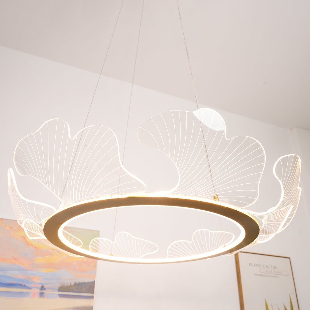 Lustra Suspension en Acrylique Givré Anneau Floral - Neutralighting