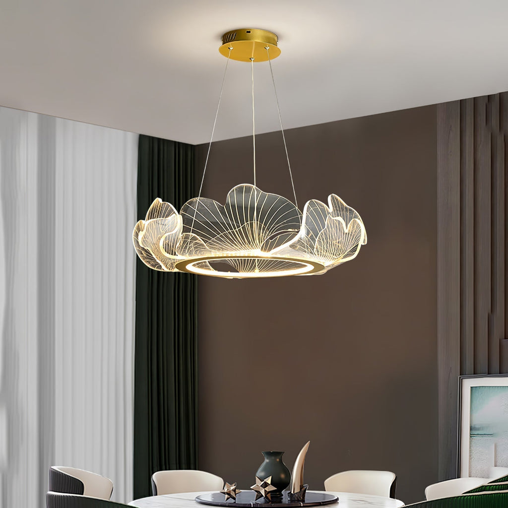 Lustra Suspension en Acrylique Givré Anneau Floral - Neutralighting