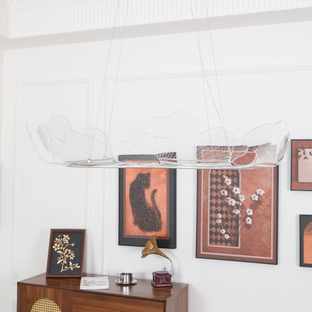 Lustra Suspension en Acrylique Givré Anneau Floral - Neutralighting