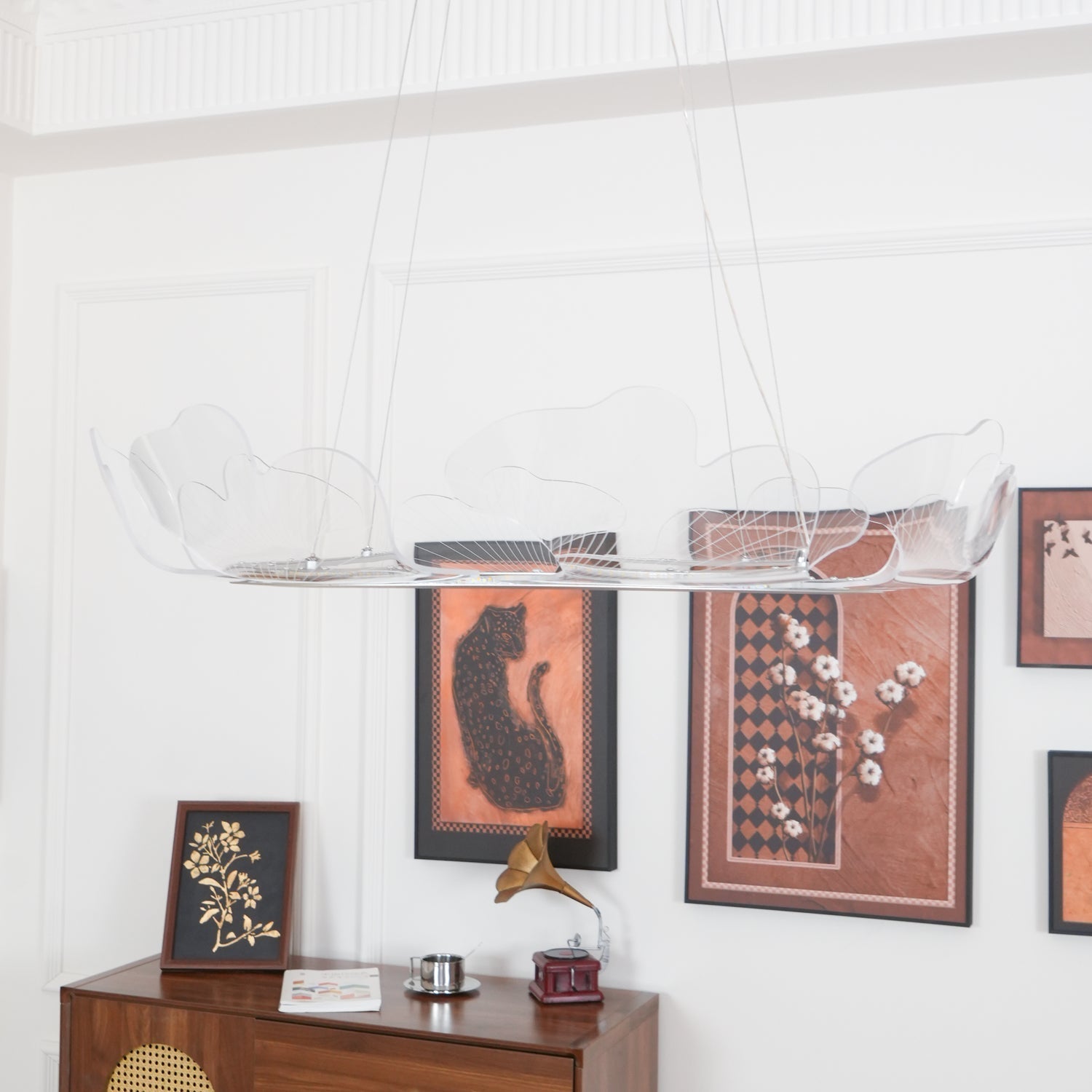 Lustra Suspension en Acrylique Givré Anneau Floral - Neutralighting