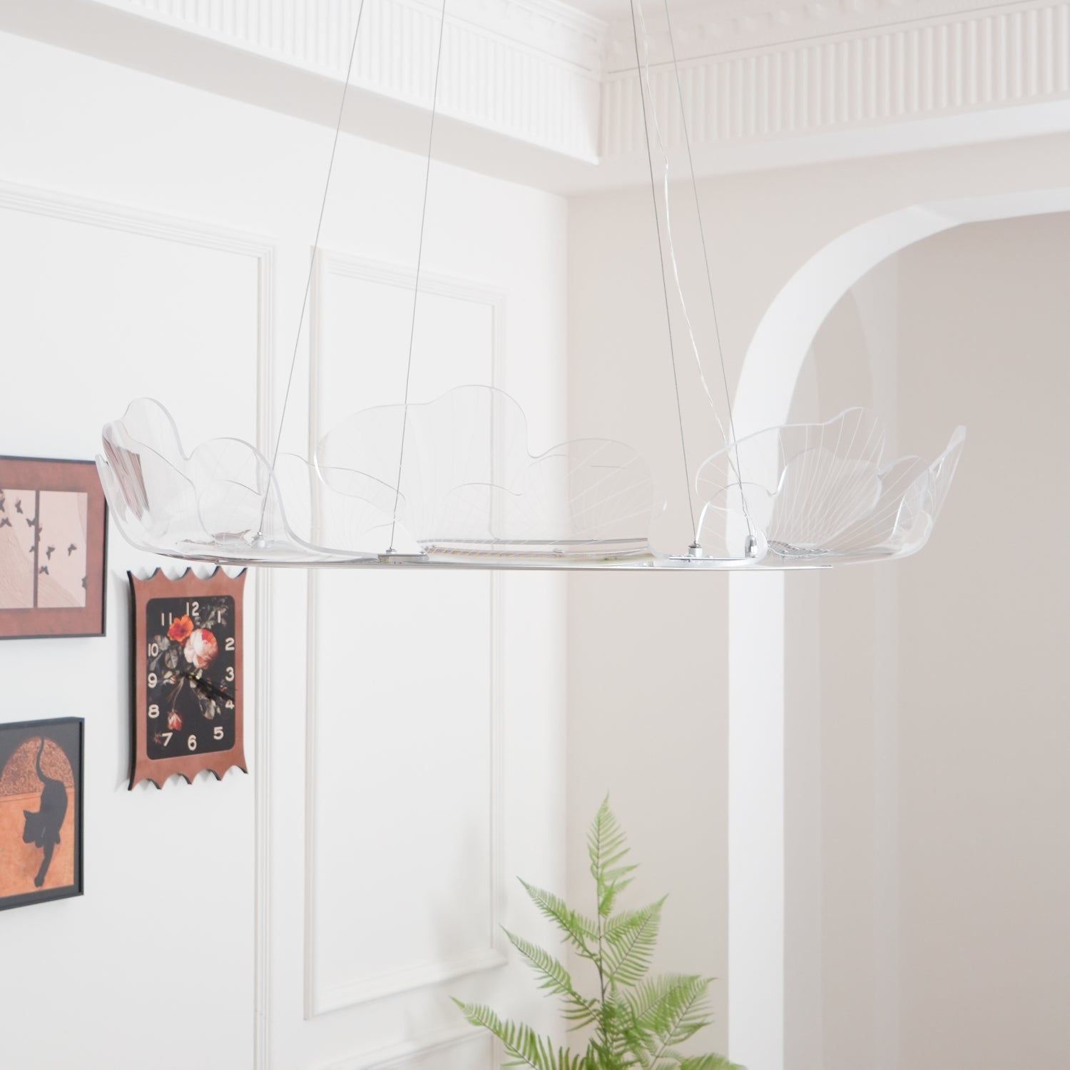 Lustra Suspension en Acrylique Givré Anneau Floral - Neutralighting
