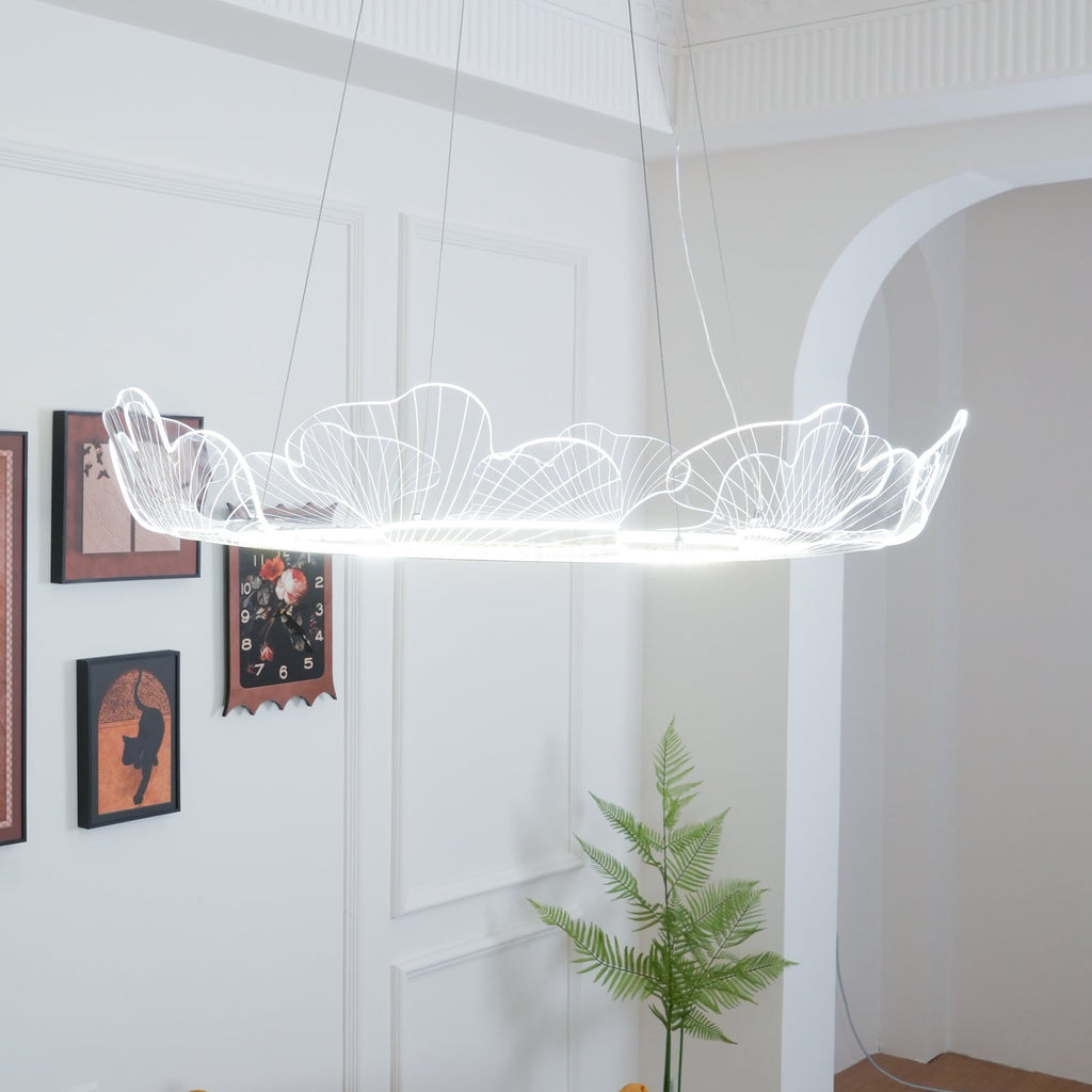 Lustra Suspension en Acrylique Givré Anneau Floral - Neutralighting