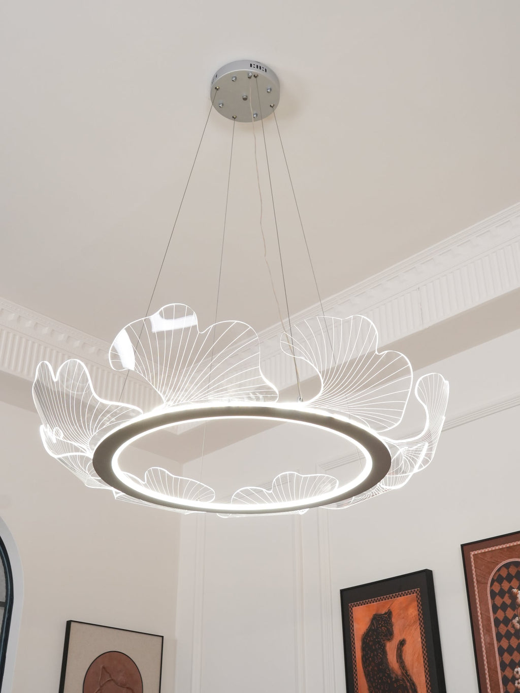 Lustra Suspension en Acrylique Givré Anneau Floral - Neutralighting