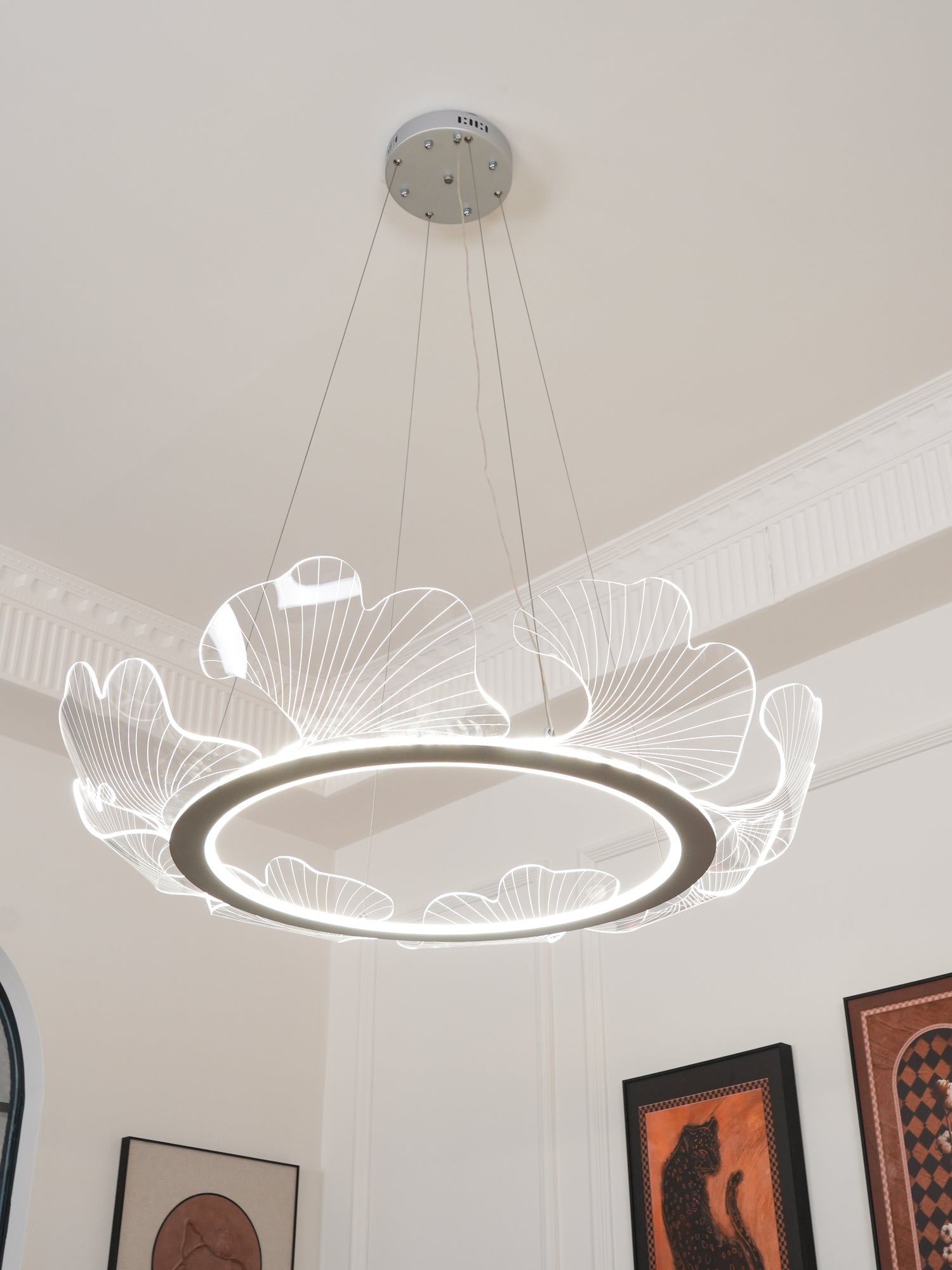 Lustra Suspension en Acrylique Givré Anneau Floral - Neutralighting