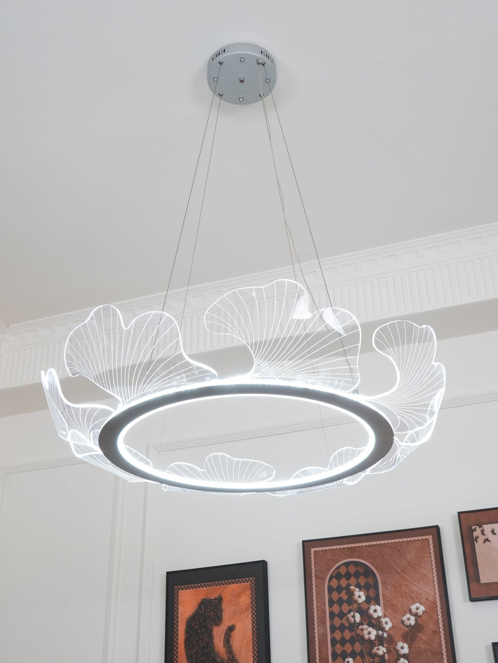 Lustra Suspension en Acrylique Givré Anneau Floral - Neutralighting