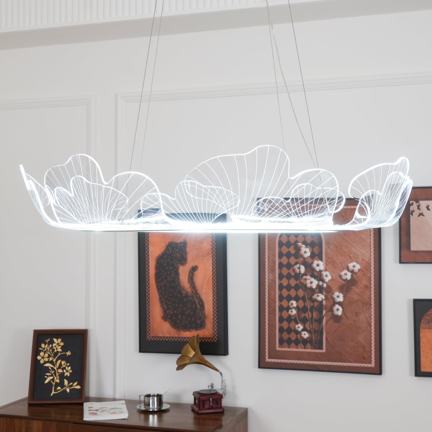 Lustra Suspension en Acrylique Givré Anneau Floral - Neutralighting