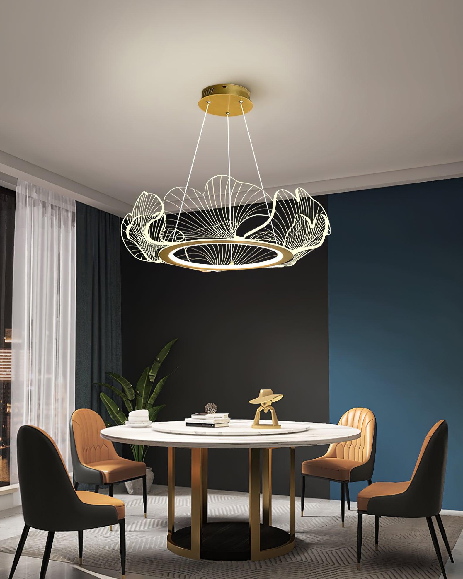 Lustra Suspension en Acrylique Givré Anneau Floral - Neutralighting