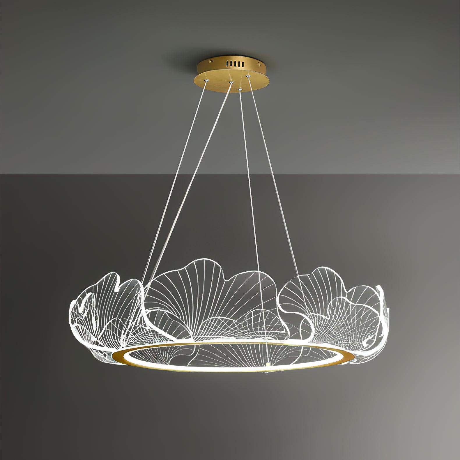 Lustra Suspension en Acrylique Givré Anneau Floral - Neutralighting