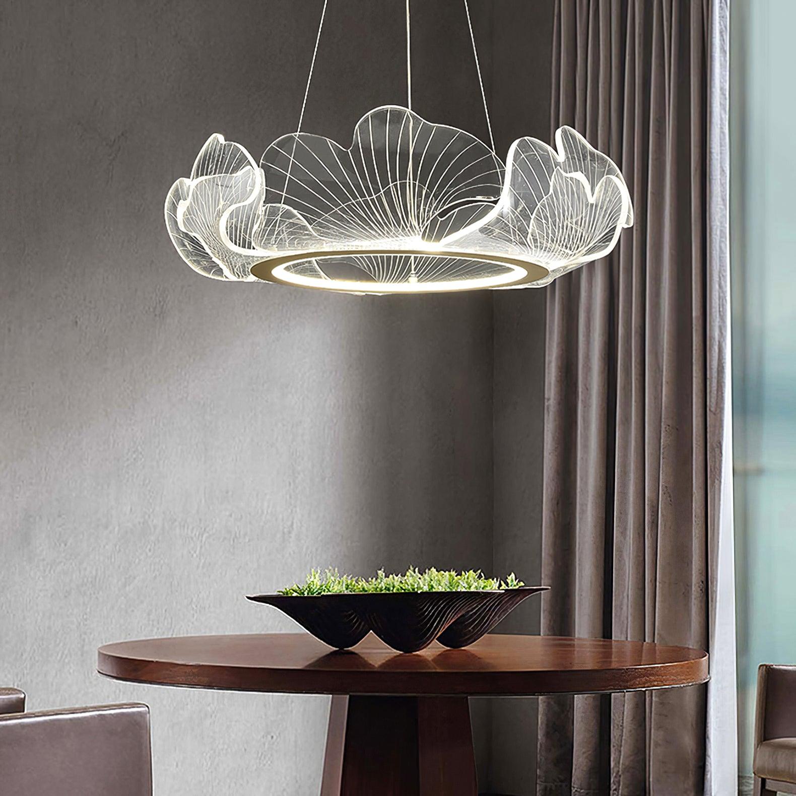Lustra Suspension en Acrylique Givré Anneau Floral - Neutralighting