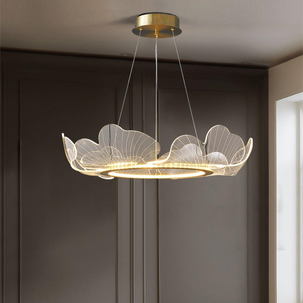 Lustra Suspension en Acrylique Givré Anneau Floral - Neutralighting