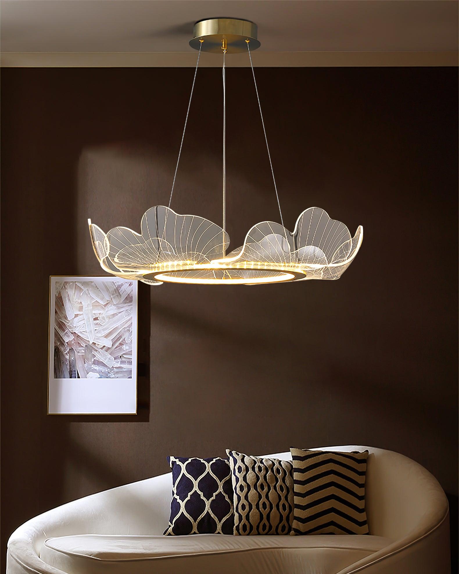 Lustra Suspension en Acrylique Givré Anneau Floral - Neutralighting