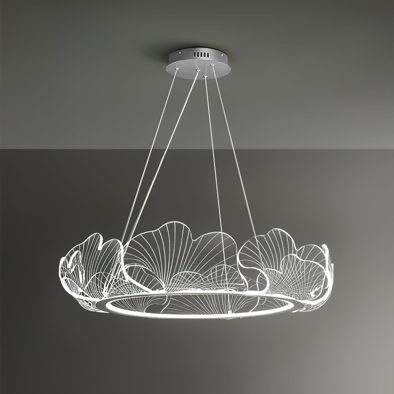 Lustra Suspension en Acrylique Givré Anneau Floral - Neutralighting