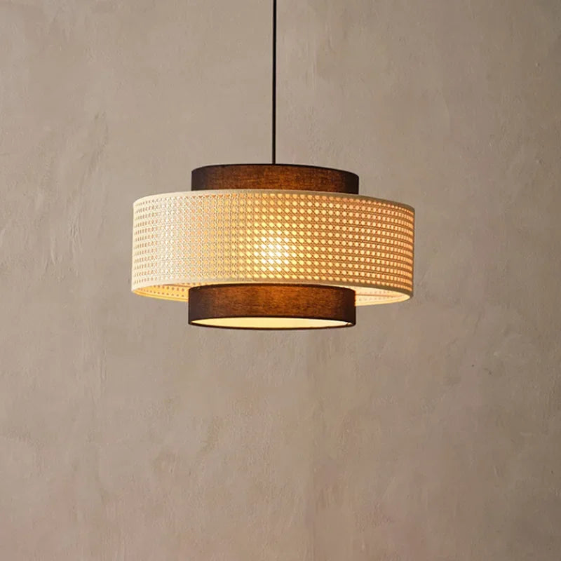 Suspension design à cannage en bambou rotin LED déco – Avelin Aube