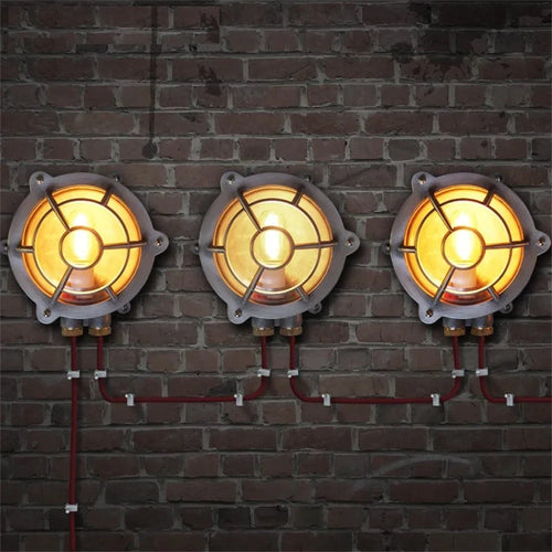 Applique murale — Industrielle vintage éclairage extérieur étanche en fer et verre