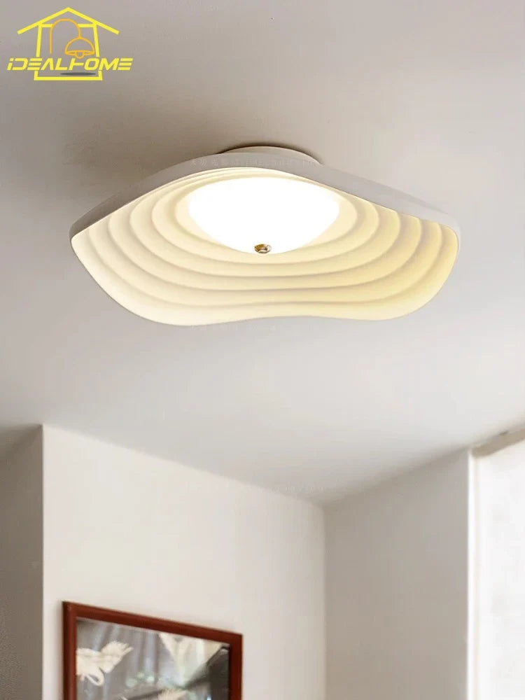 Plafonnier — LED rétro en résine feuille de lotus décoration moderne