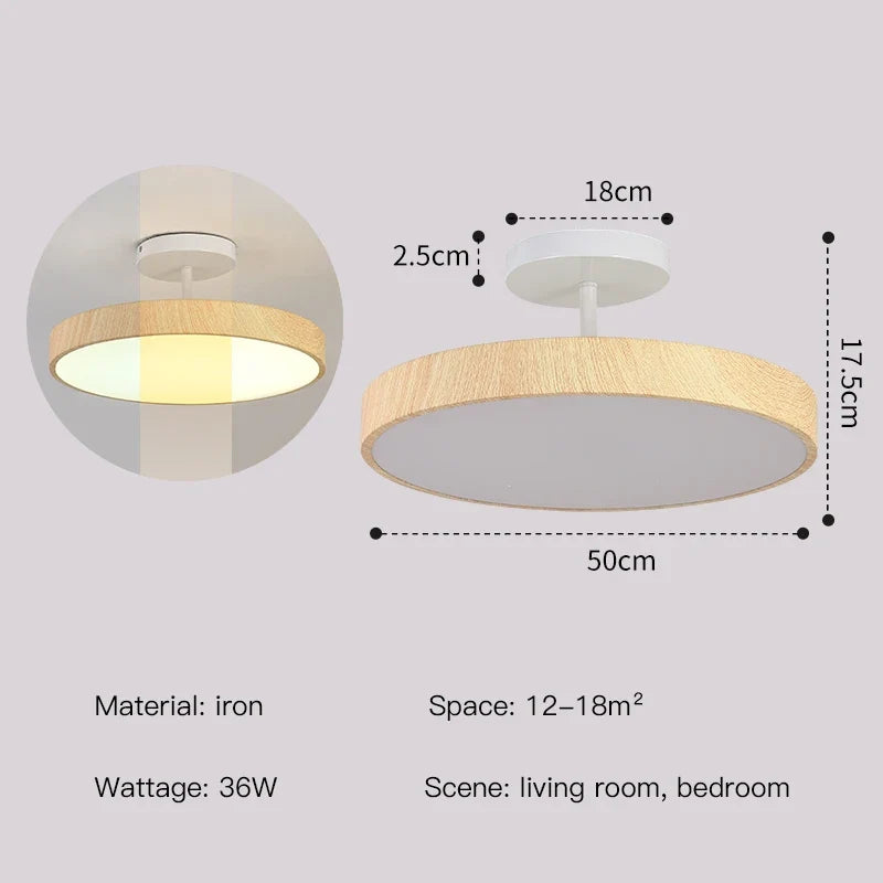 Plafonnier moderne rond imitation bois pour intérieur élégant Aurore Traverse - Une Note Singulière dans le Décor