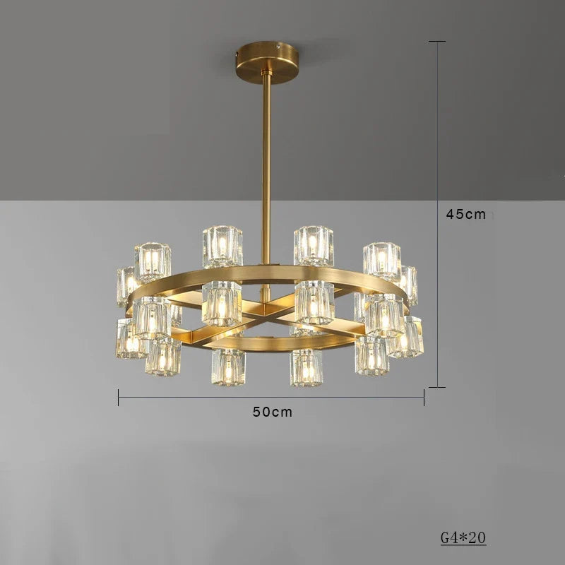 Lustre — Moderne en cuivre LED avec cristaux pour hôtel et foyer
