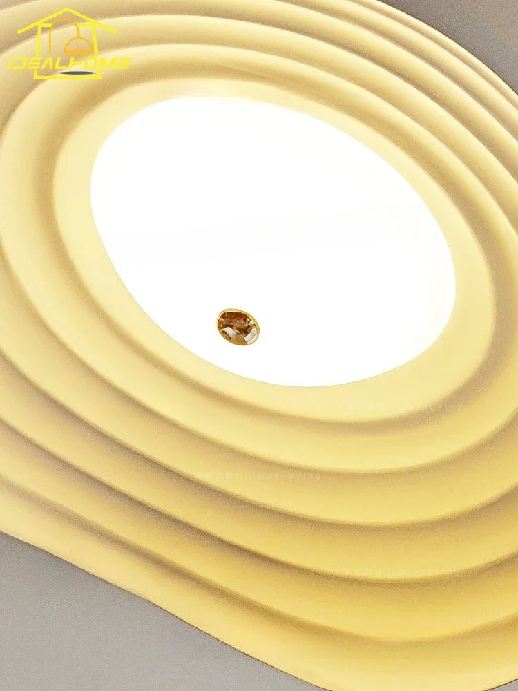 Plafonnier — LED rétro en résine feuille de lotus décoration moderne