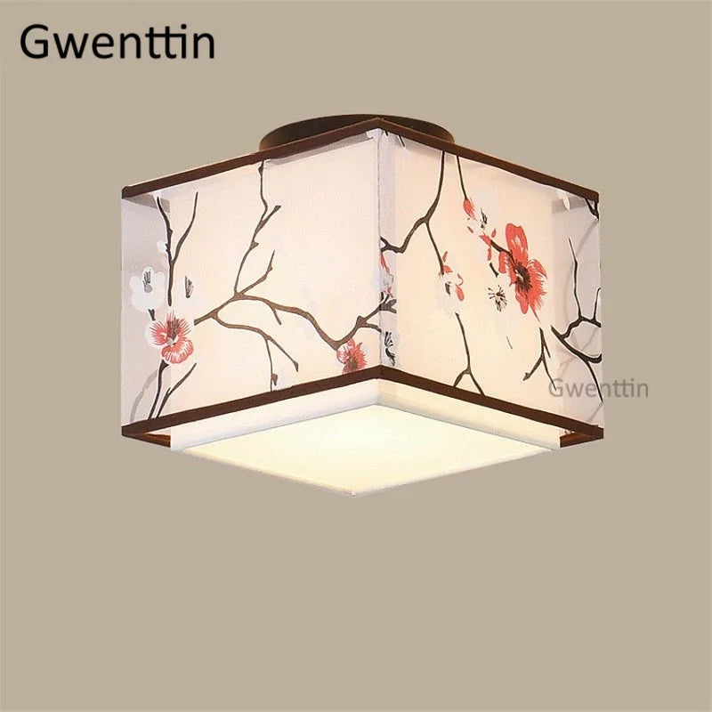 Plafonnier — Vintage en lin style chinois pour décoration intérieure