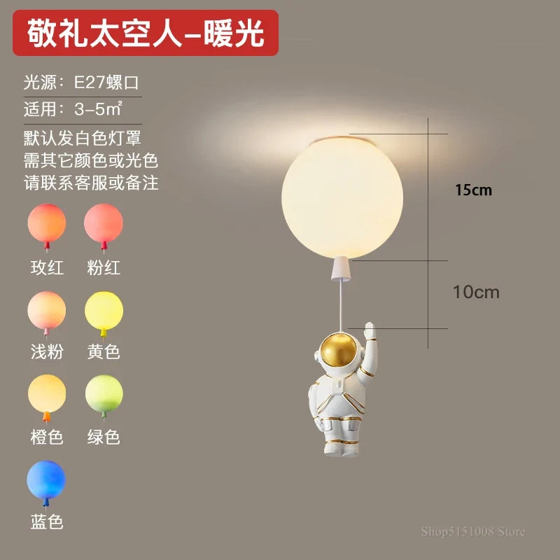 Plafonnier — LED nordique créatif astronaute ballon pour enfants