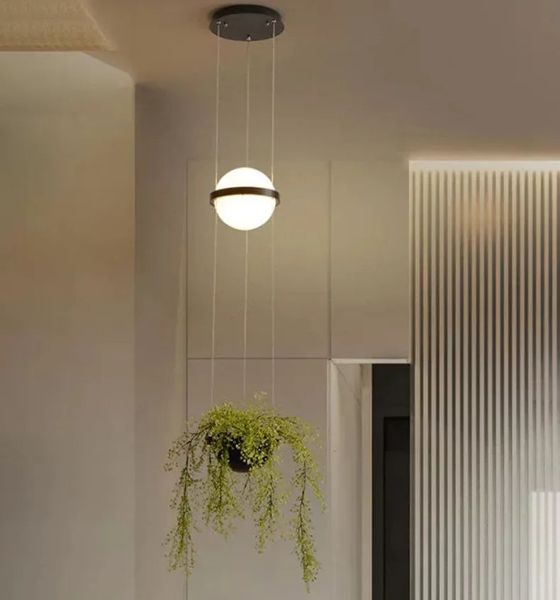 Lampe à poser — Suspendue LED moderne en verre avec pot de fleurs