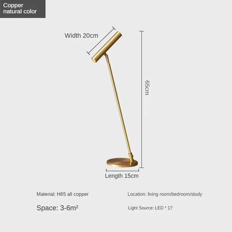lampe de bureau minimaliste en cuivre pour lecture et décoration