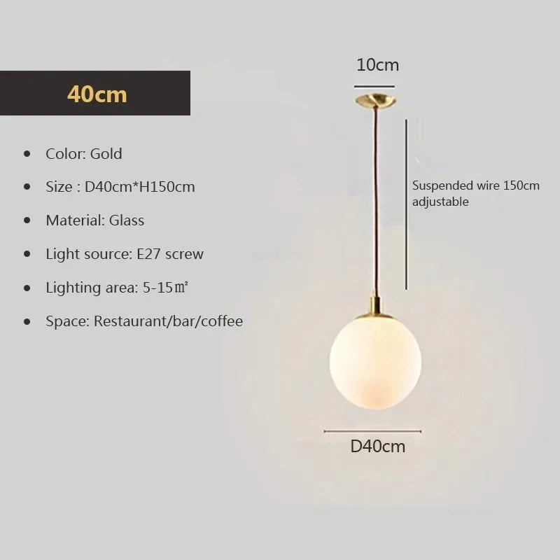 Suspension — En verre nordique 8-50 cm boule ronde lampes suspendues pour la maison pour Bar chambre salon café décoration Luminaires Lustre