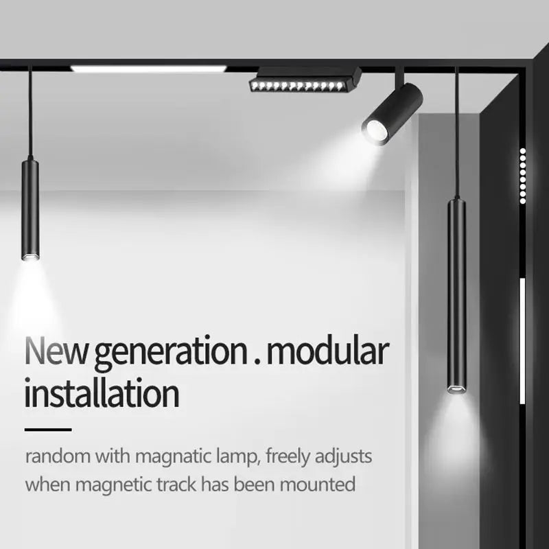 Luminaire — Rail d éclairage magnétique moderne pour intérieur en aluminium