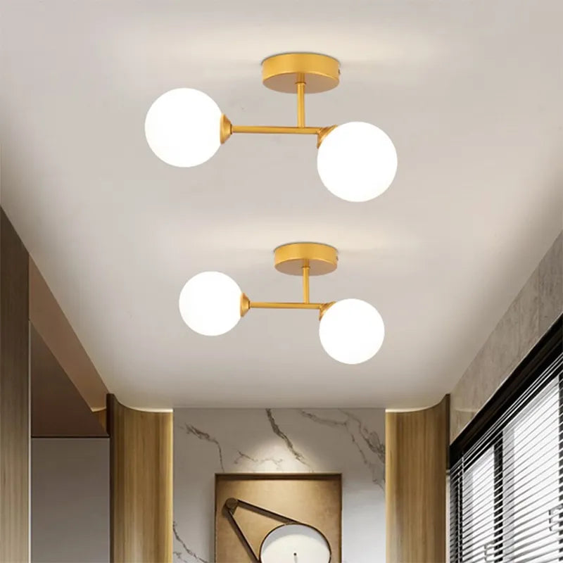 Plafonnier — En verre moderne minimaliste noir or 1/2 têtes éclairage intérieur pour couloir allée balcon entrée vestiaire luminaires