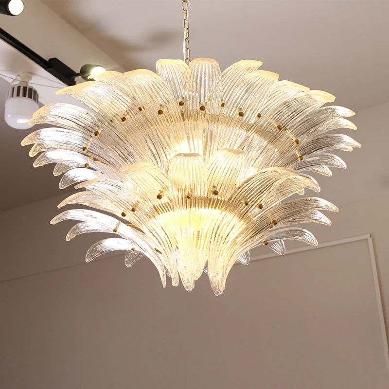 Lustre — AiPaiTe français Vintage Murano verre LED lustre pour salon escalier Villa hôtel hall en forme de palmier lustre en verre