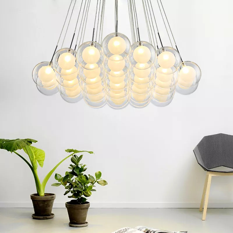 Suspension — Boule de verre LED moderne en boule plafond lustre nordique salon salle à manger chambre décor à la maison suspension lampe de restaurant