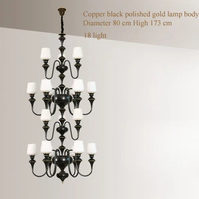Lustre — À LED en cuivre noir pour décoration d'hôtel élégant