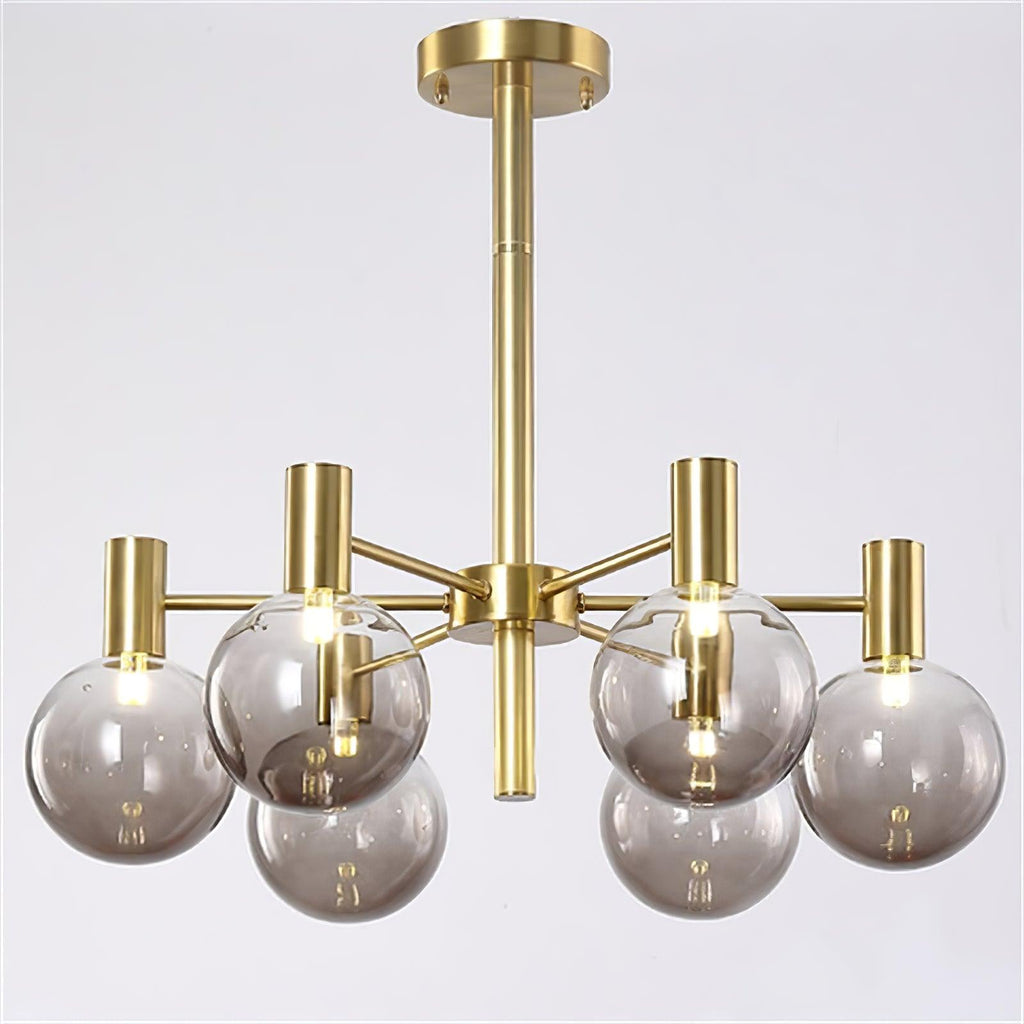 Lustra Chandelier Globe En Verre Cadre Doré Moderne - Neutralighting