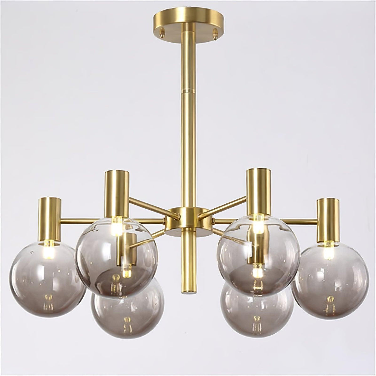 Lustra Chandelier Globe En Verre Cadre Doré Moderne - Neutralighting