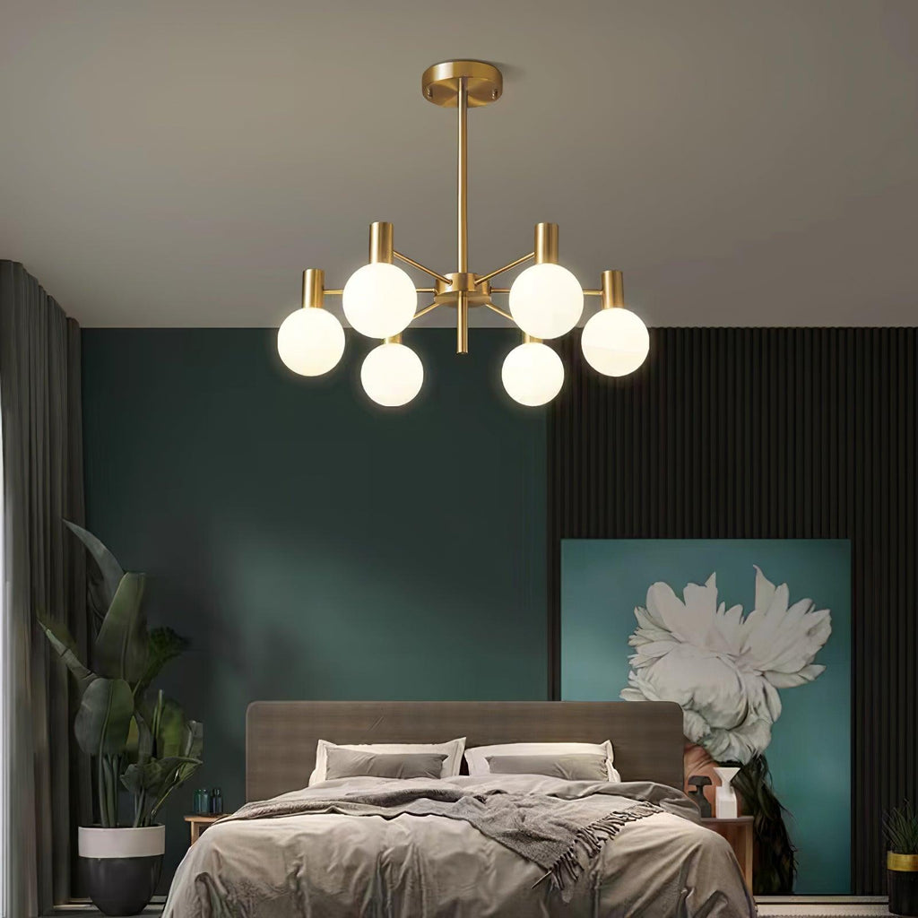 Lustra Chandelier Globe En Verre Cadre Doré Moderne - Neutralighting