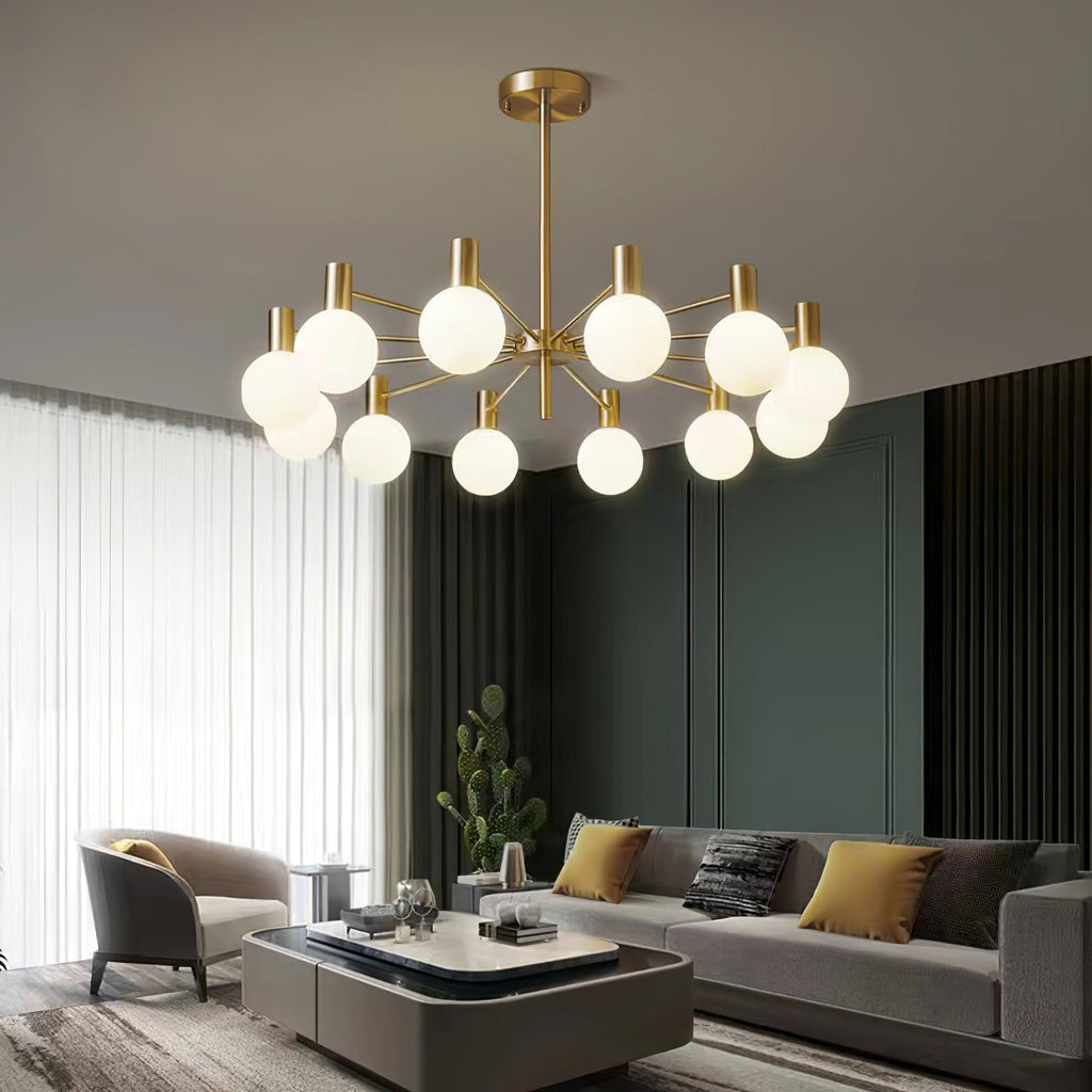 Lustra Chandelier Globe En Verre Cadre Doré Moderne - Neutralighting