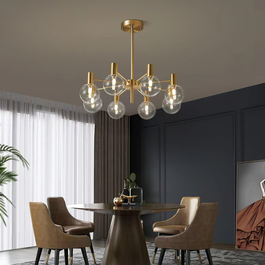 Lustra Chandelier Globe En Verre Cadre Doré Moderne - Neutralighting