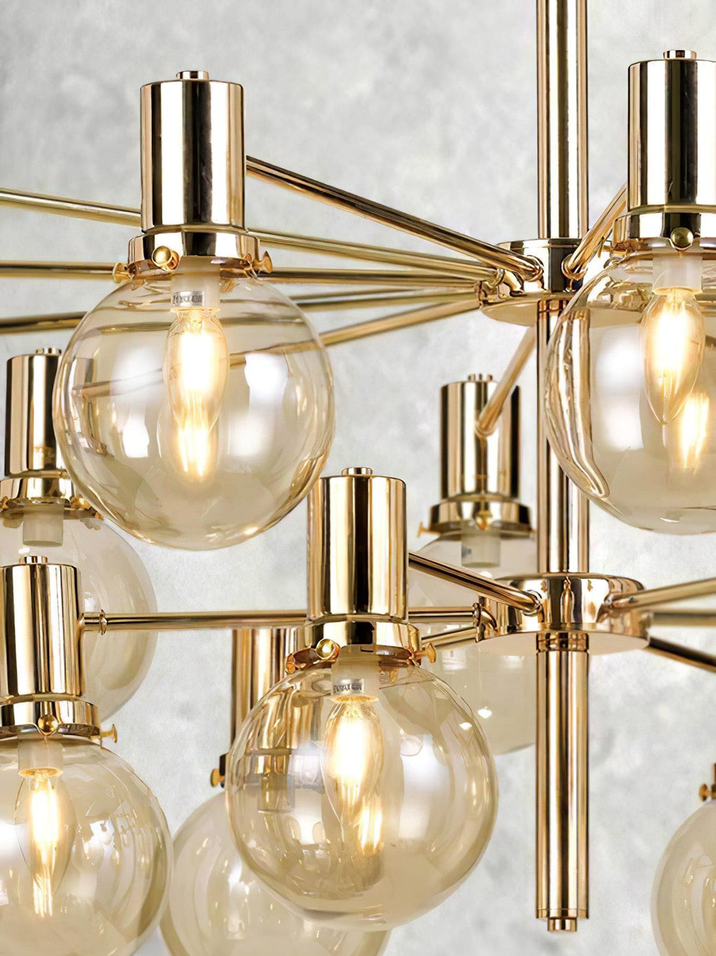 Lustra Chandelier Globe En Verre Cadre Doré Moderne - Neutralighting