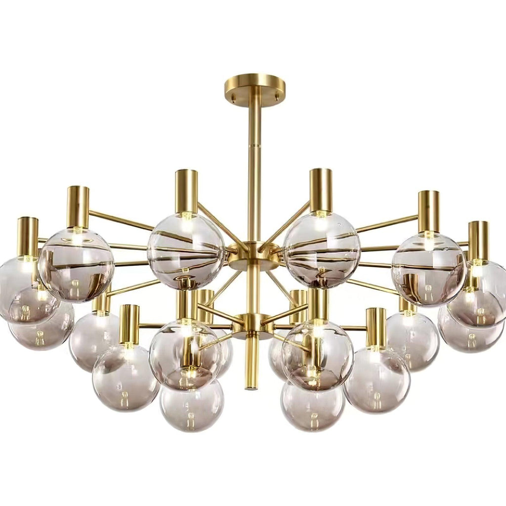 Lustra Chandelier Globe En Verre Cadre Doré Moderne - Neutralighting