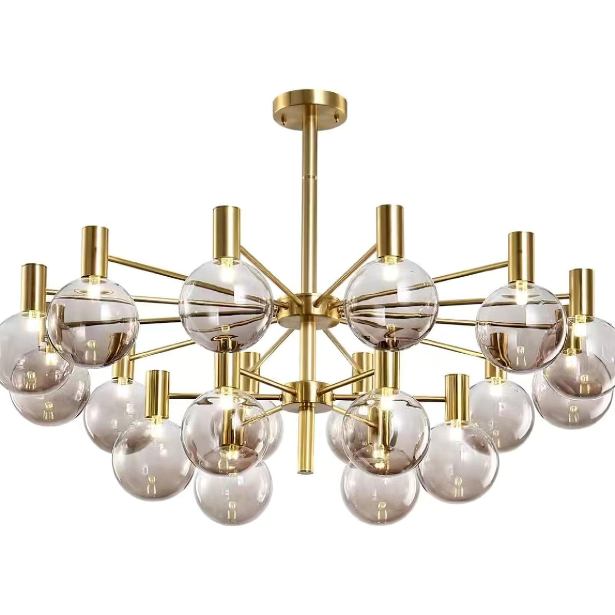 Lustra Chandelier Globe En Verre Cadre Doré Moderne - Neutralighting