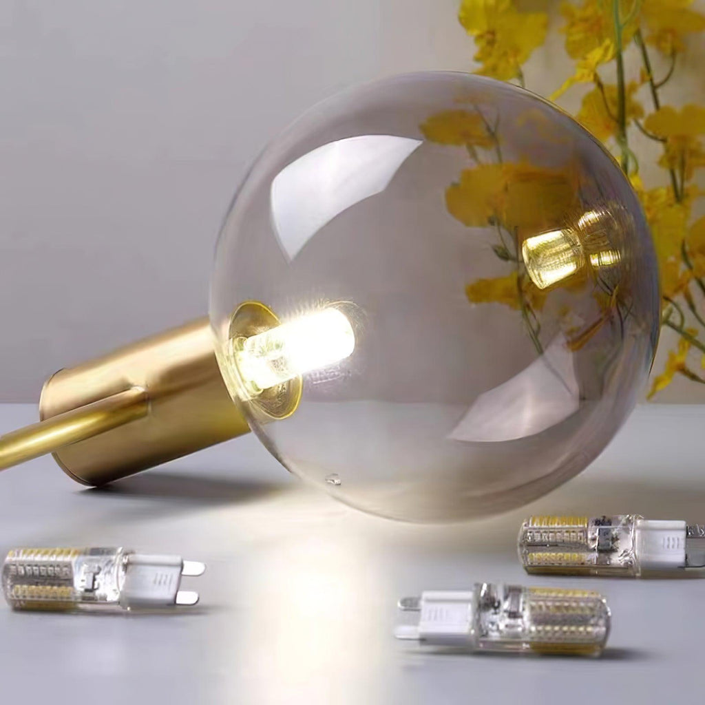 Lustra Chandelier Globe En Verre Cadre Doré Moderne - Neutralighting