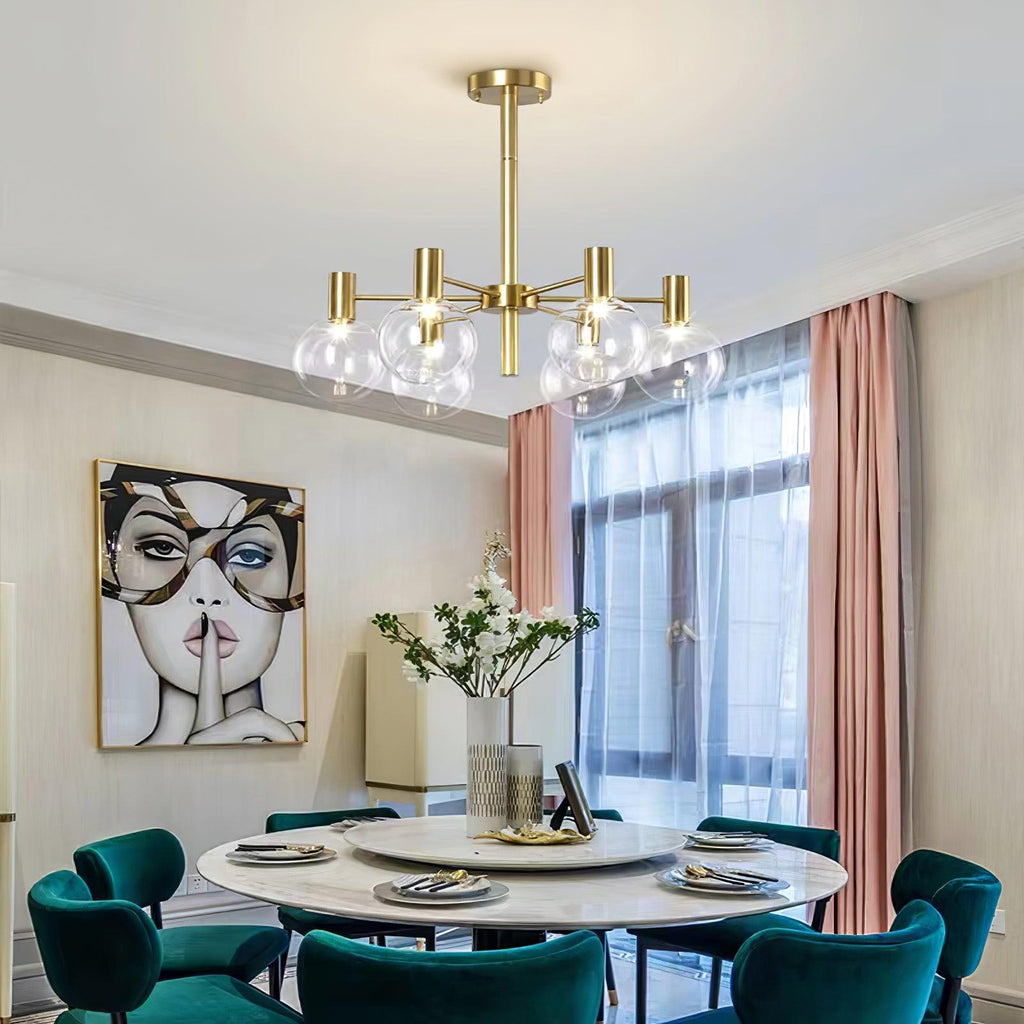 Lustra Chandelier Globe En Verre Cadre Doré Moderne - Neutralighting