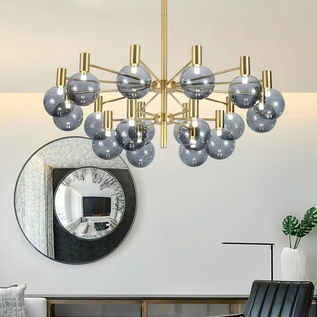 Lustra Chandelier Globe En Verre Cadre Doré Moderne - Neutralighting