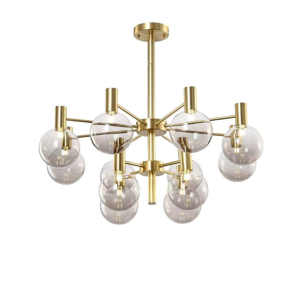 Lustra Chandelier Globe En Verre Cadre Doré Moderne - Neutralighting