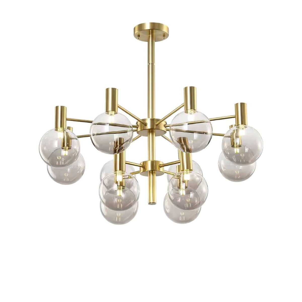 Lustra Chandelier Globe En Verre Cadre Doré Moderne - Neutralighting