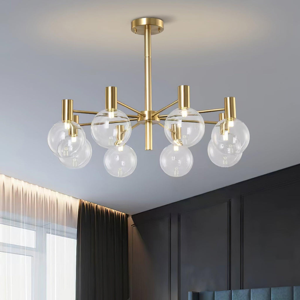 Lustra Chandelier Globe En Verre Cadre Doré Moderne - Neutralighting