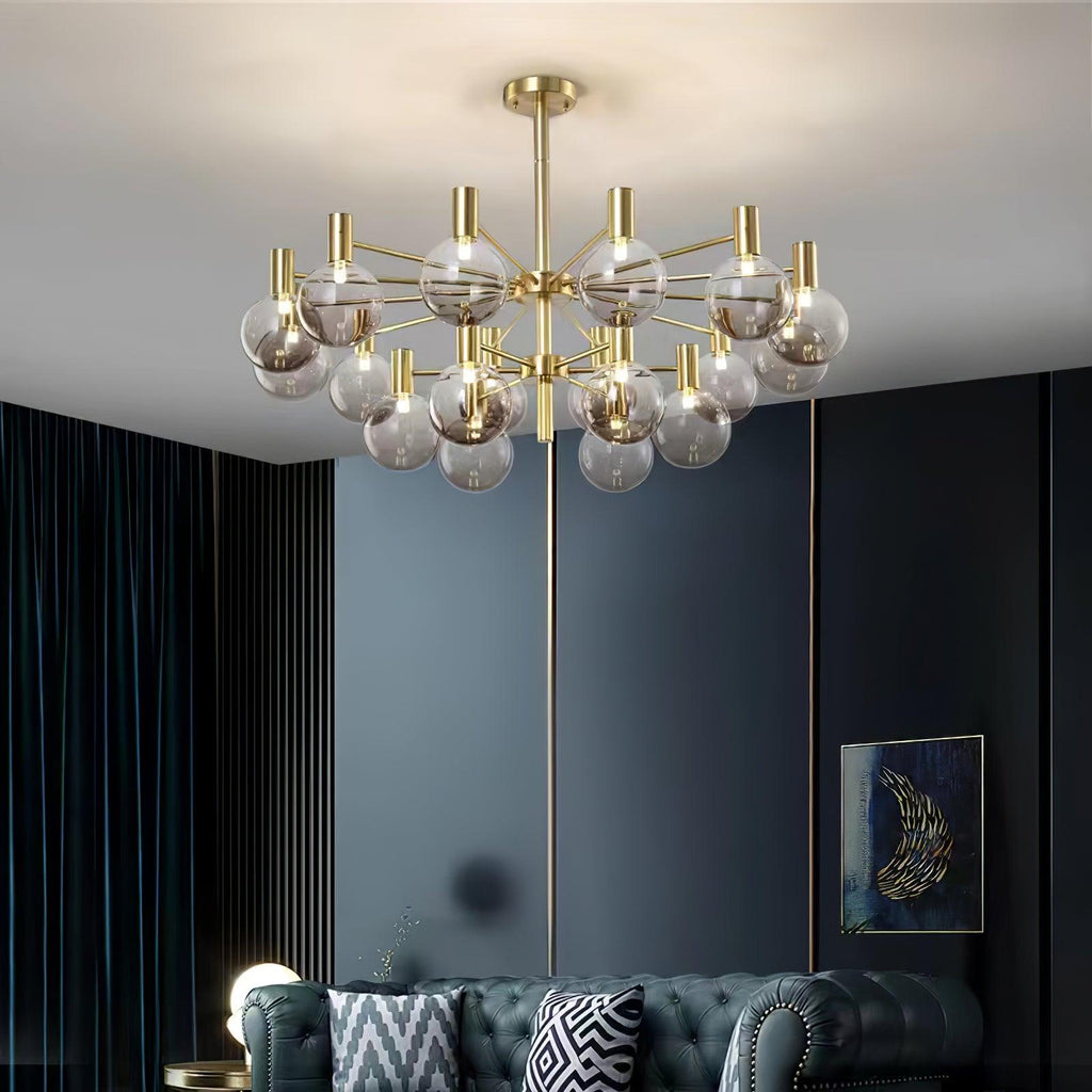Lustra Chandelier Globe En Verre Cadre Doré Moderne - Neutralighting