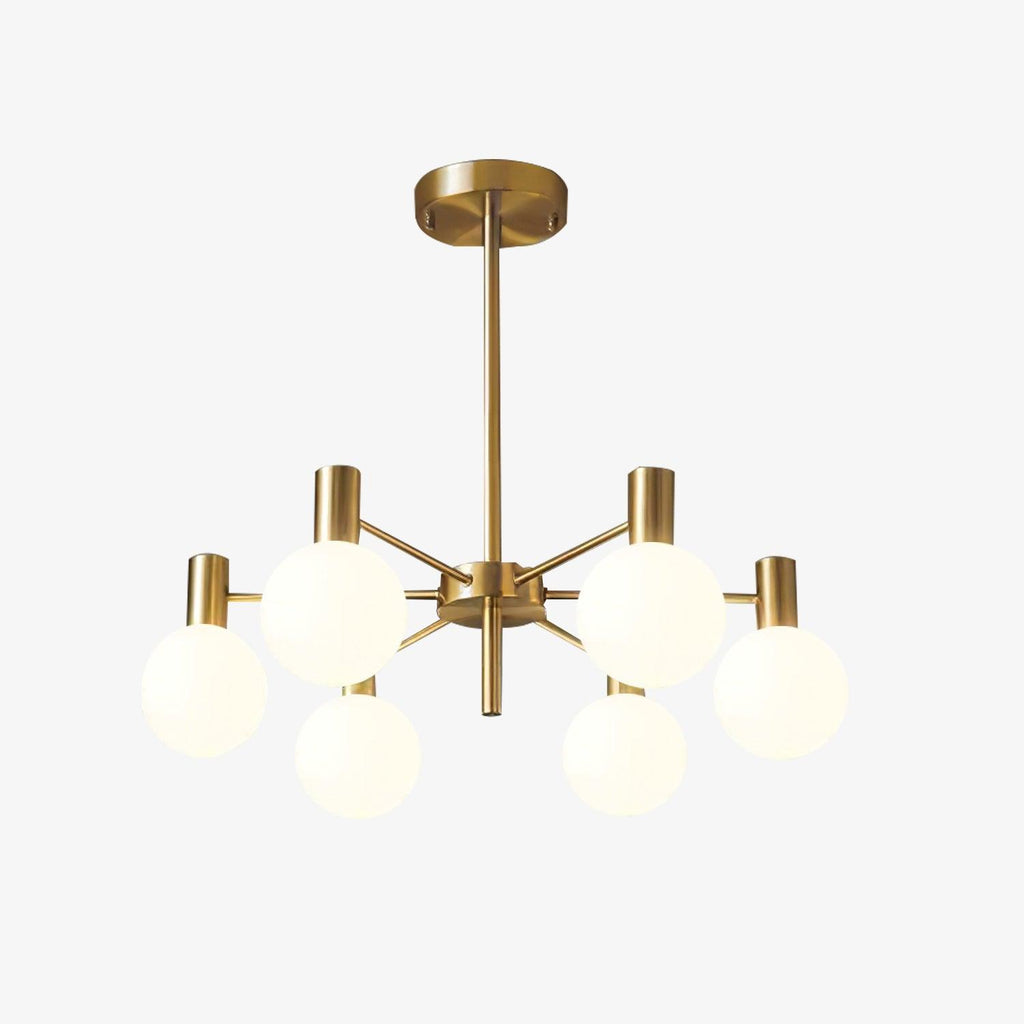 Lustra Chandelier Globe En Verre Cadre Doré Moderne - Neutralighting
