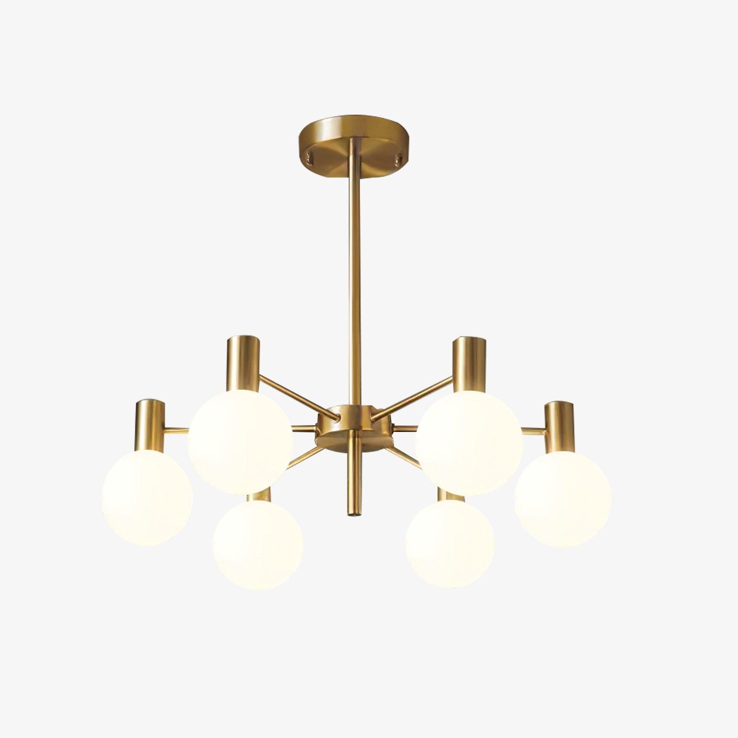 Lustra Chandelier Globe En Verre Cadre Doré Moderne - Neutralighting